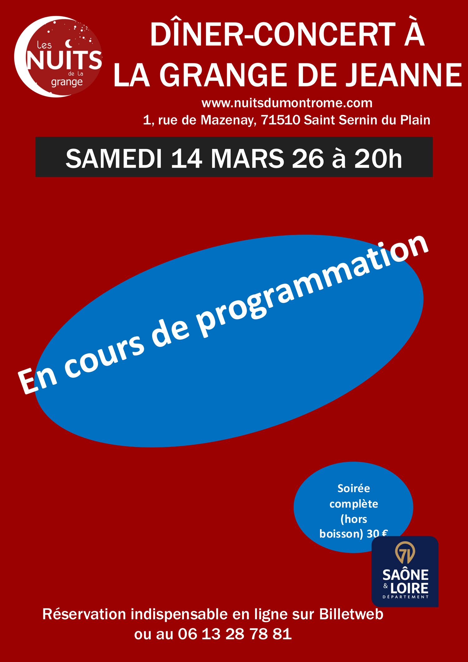 AFFICHE-14 MARS - La grange de jeanne